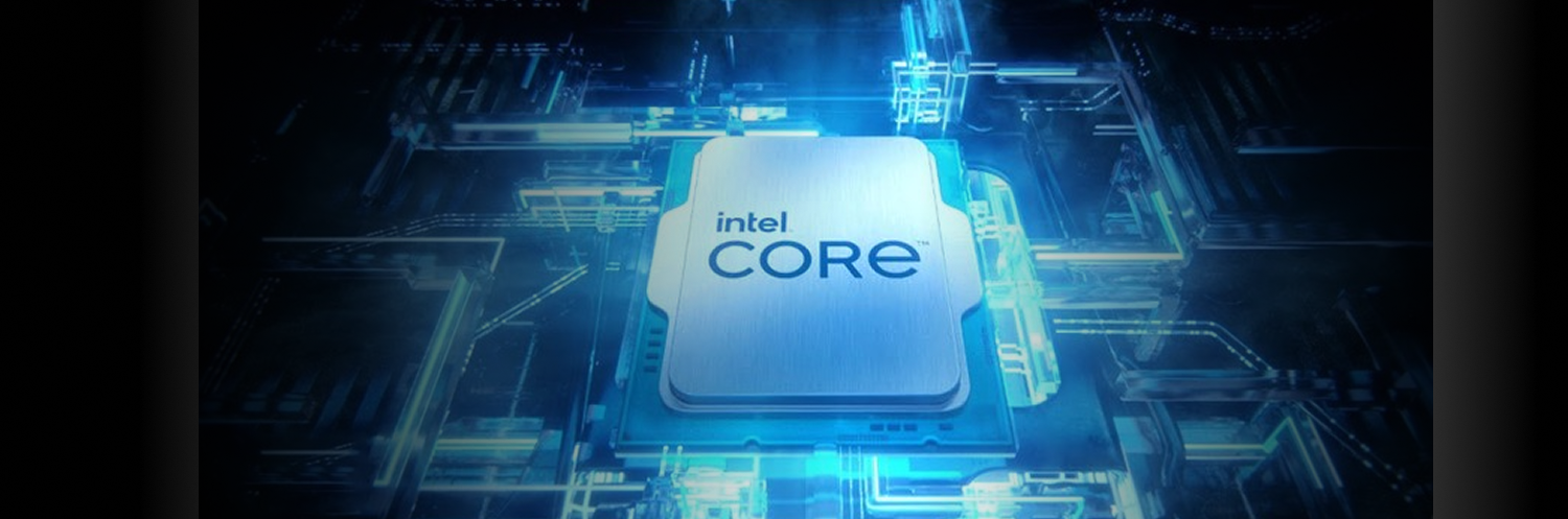 Processador Intel core i7 em azul, sobre circuito de placa.