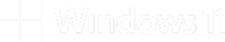 Logo windows branco ao lado da palavra Windows 11 em branco.