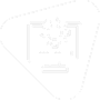 Ícone de um computador verde com uma engrenagem no topo e um fundo branco em formato triangular