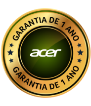 Circulo grande com as escritas 'Garantia de um ano' ao redor e no meio o logo da Acer branco com letras minúsculas